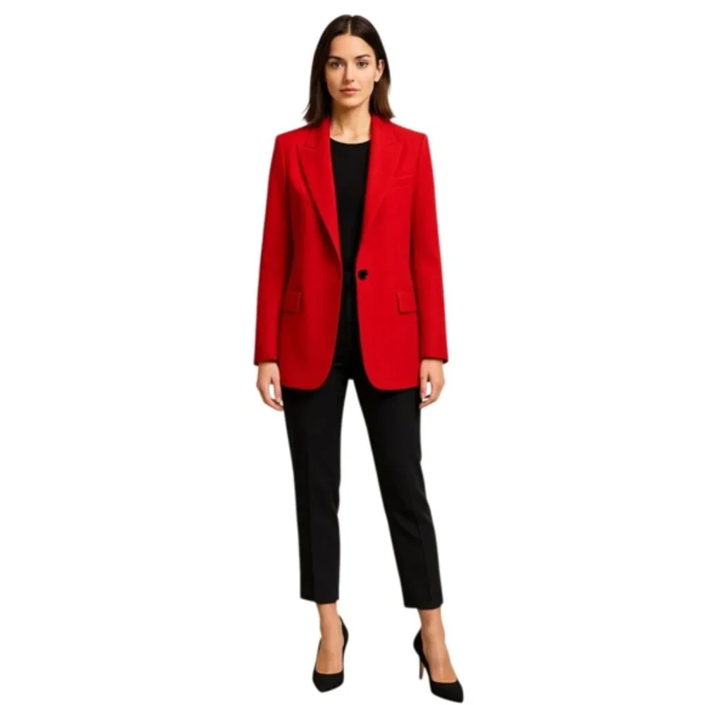 Zara Dark Red Single Breasted Blazer